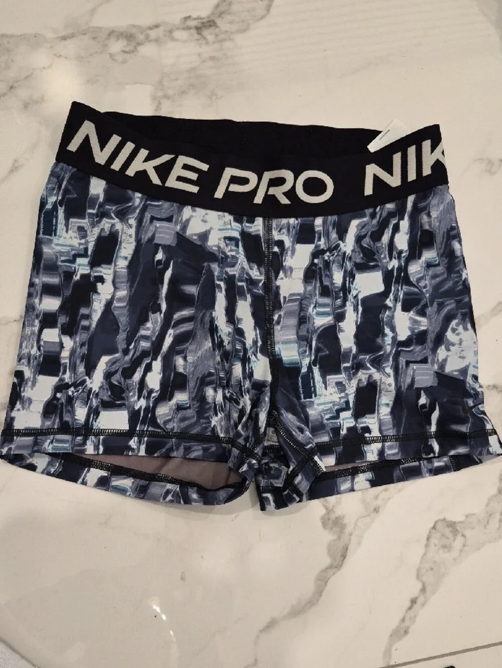 Nike Pro Women’s Black and Grey Abstract Print Athletic Shorts